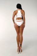 I S I S Goddess Halter Top - White with Sand Mesh