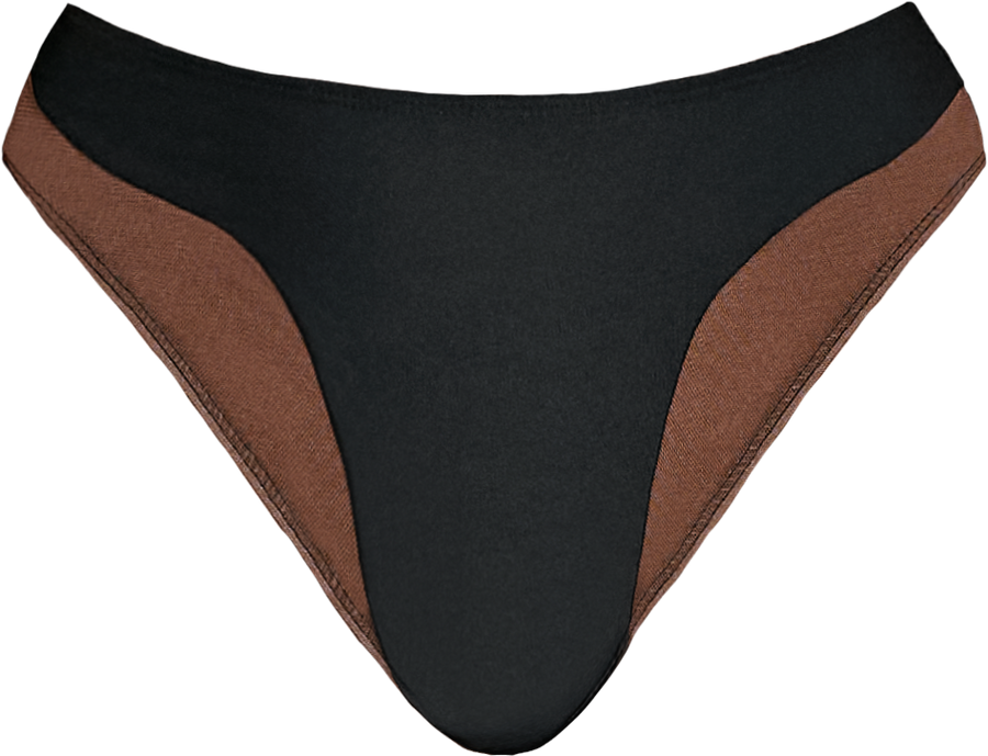 Silhouette High Waist Bottoms Black with Cocoa Mesh
