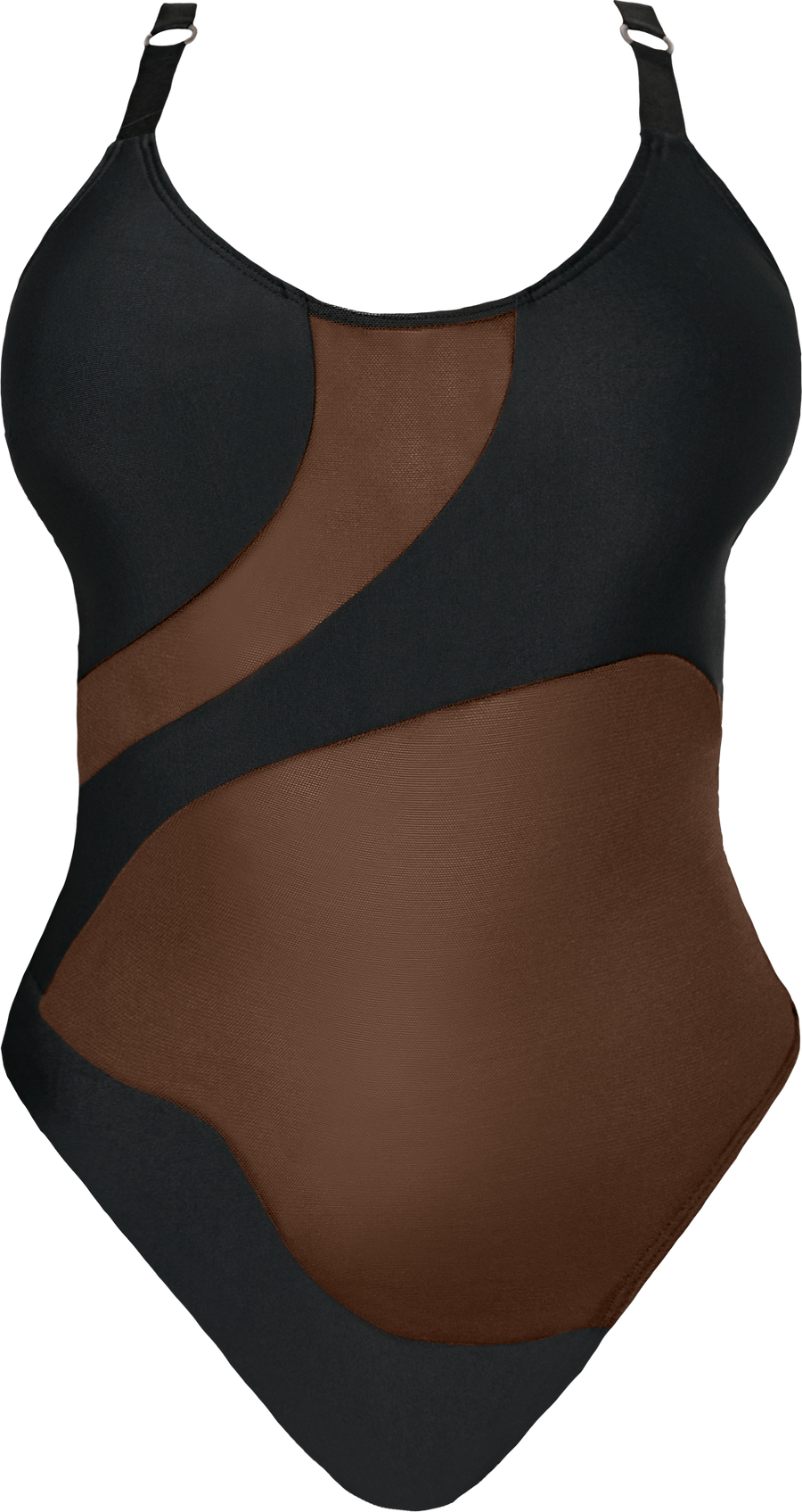 Silhouette One-Piece Body Suit Black with Cocoa Mesh