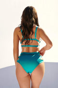 Aphrodite Triangle Bra - Turquoise Satin Top