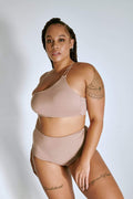 LuxLounge One Shoulder Illusion Top - Taupe Top