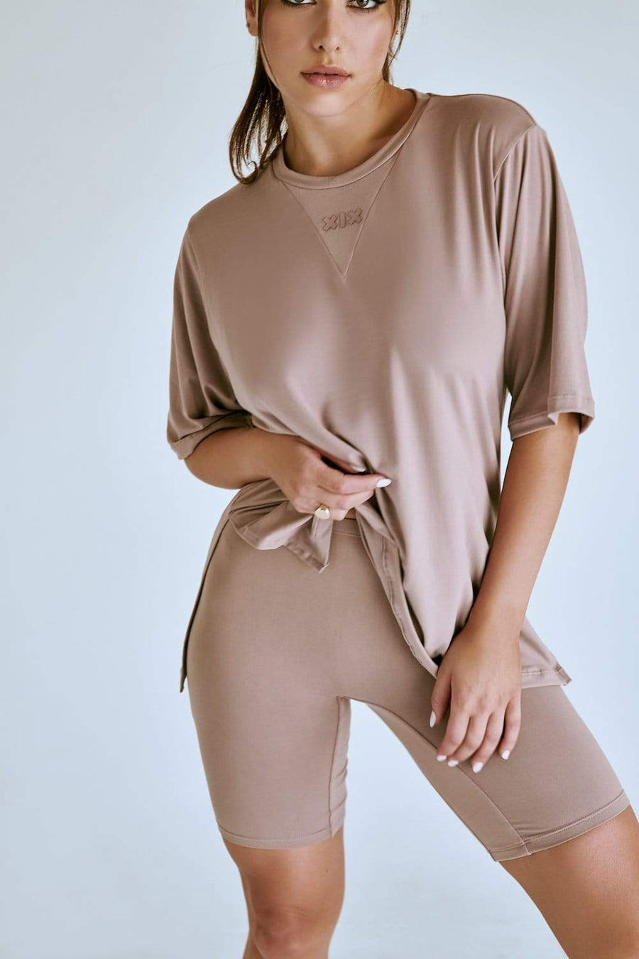 LuxLounge Oversized T-Shirt - Taupe Top