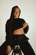 Oversized Cropped Jumper - Black Top