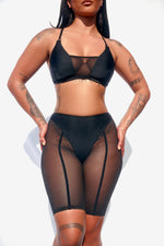 mesh shorts black cut out two piece co ord