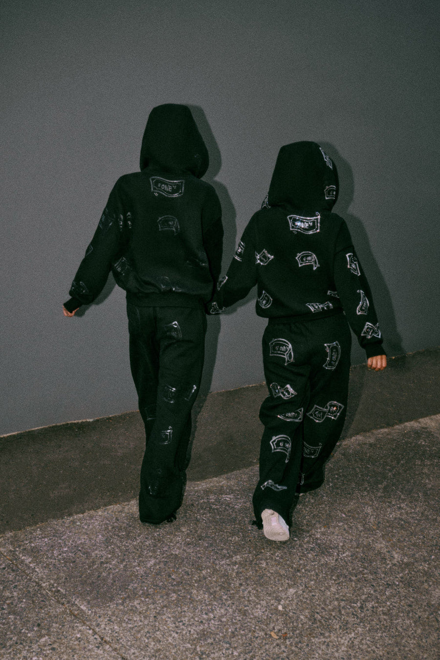 WIDE LEG Sweatpants - G'ONE$  - Black/Black