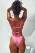 APHRODITE BODYSUIT - PINK Iridescent RHINESTONE DRIP - LIMITED ED.