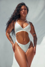 APHRODITE BODYSUIT - WHITE Iridescent RHINESTONE DRIP - LIMITED ED.