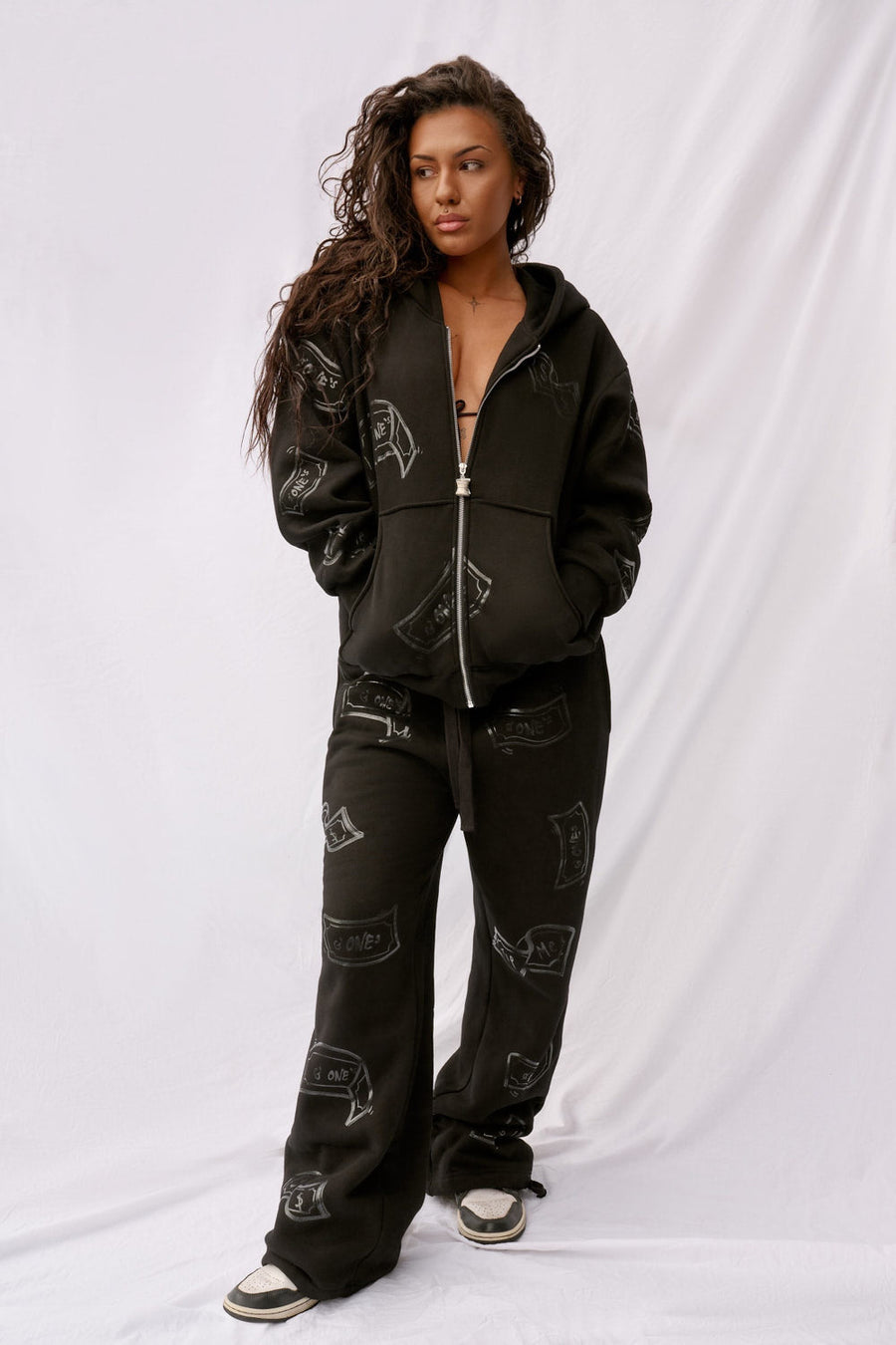 ZIP UP Hoodie - G'ONE$  - Black/Black