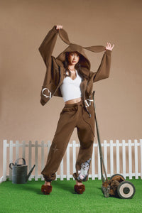 CREATURES IN THE CLUB: HONEY BUNZ ZIP HOODIE - CHOCOLATE LIMITED
