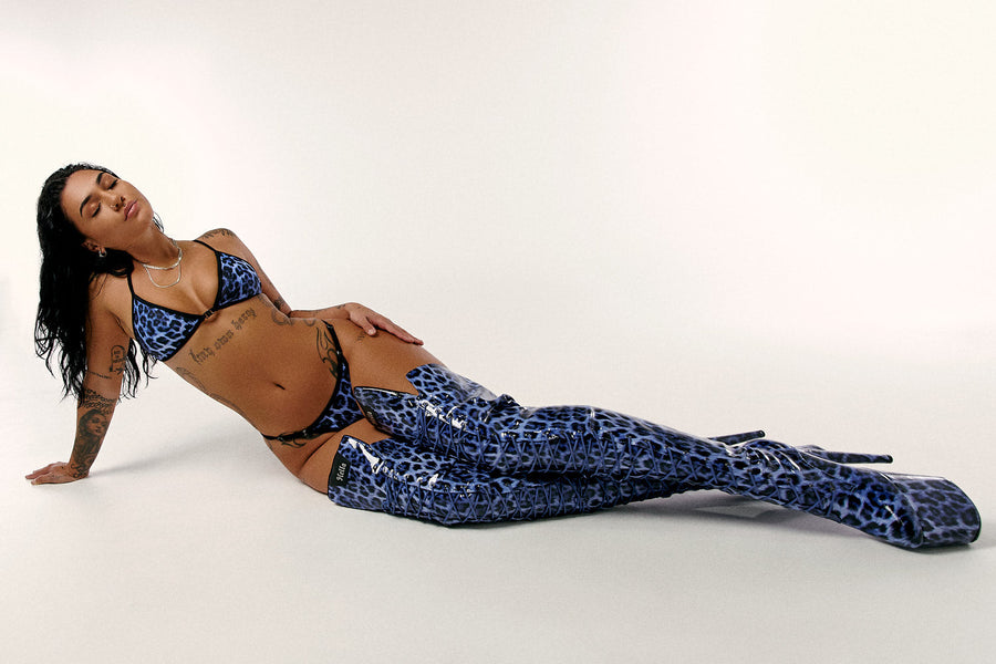 HOAH Bikini Clasp Miami Bottoms - Blue Leopard