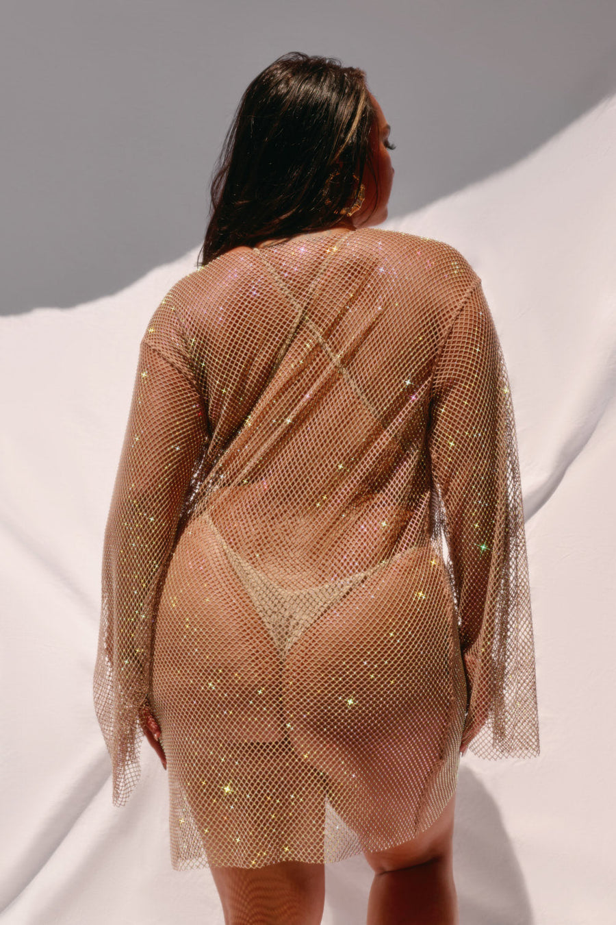 Diamond-drip Fantasy Sleeved Dress - Honey