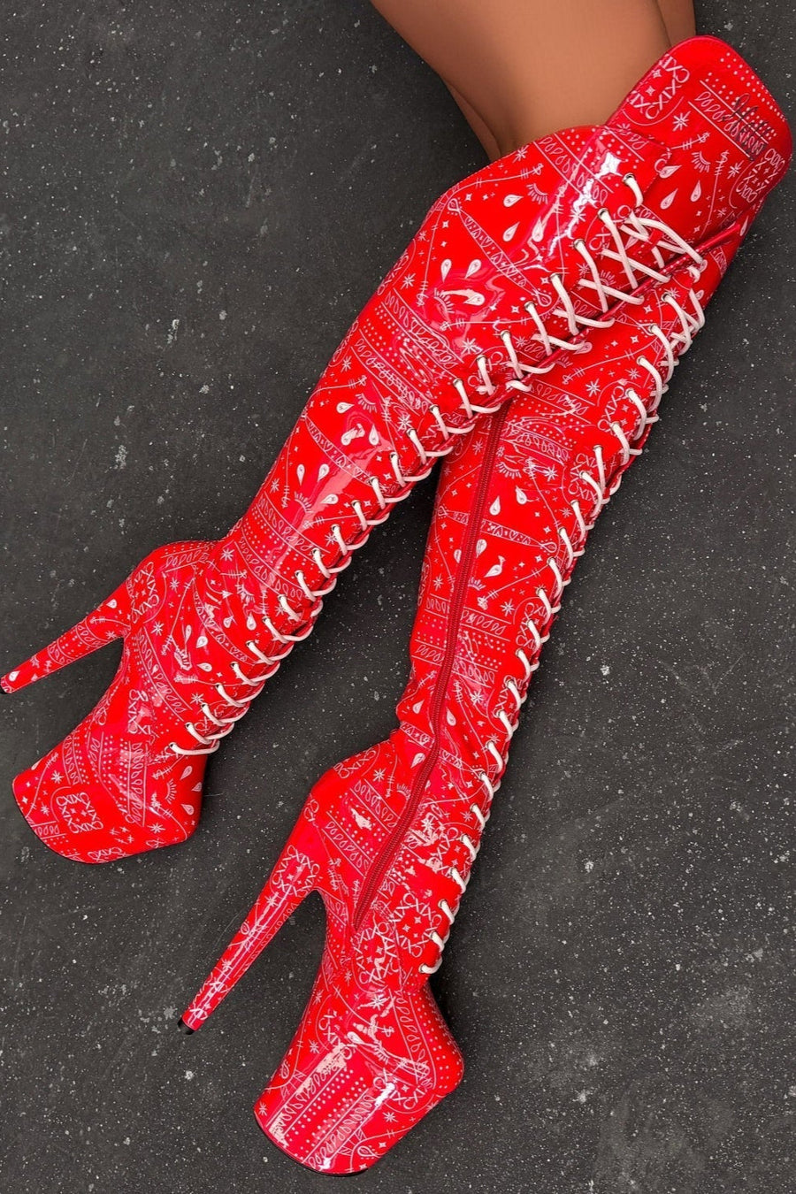 Drop it Like its THOT - Knee Pad Boot - 8INCH - Red