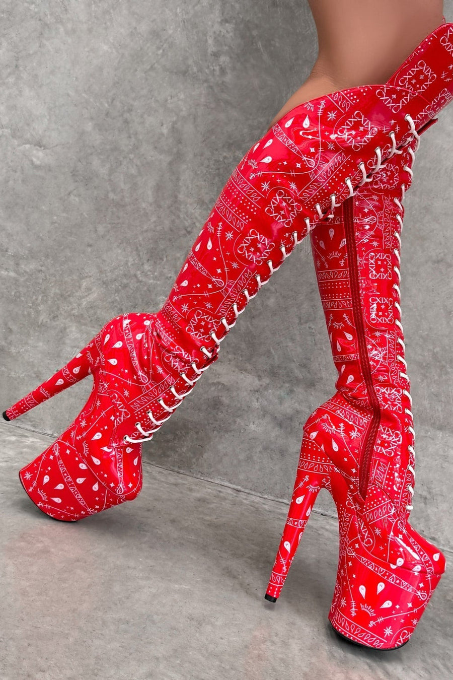 Drop it Like its THOT - Knee Pad Boot - 8INCH - Red