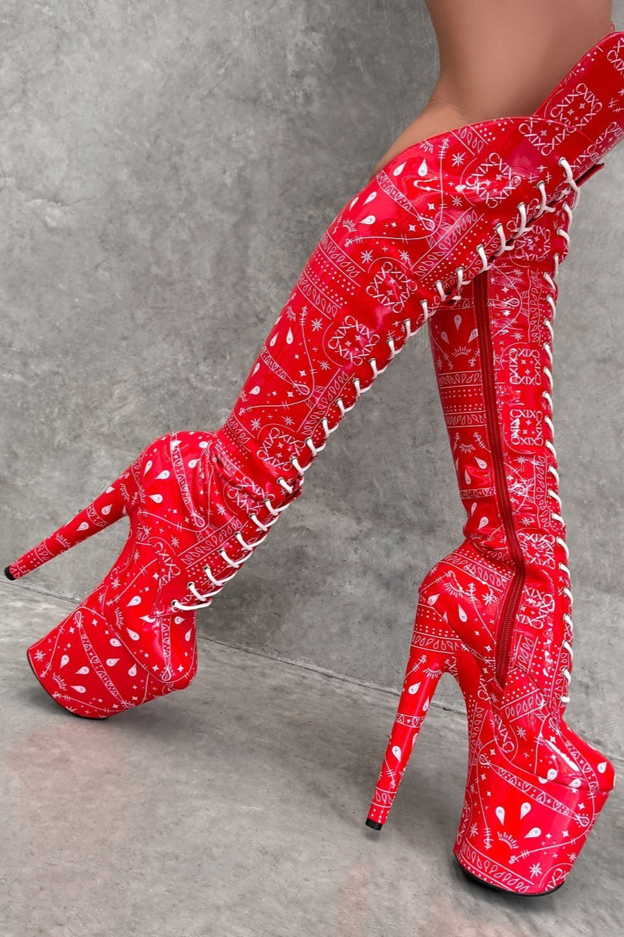 Drop it Like its THOT - Knee Pad Boot - 8INCH - Red