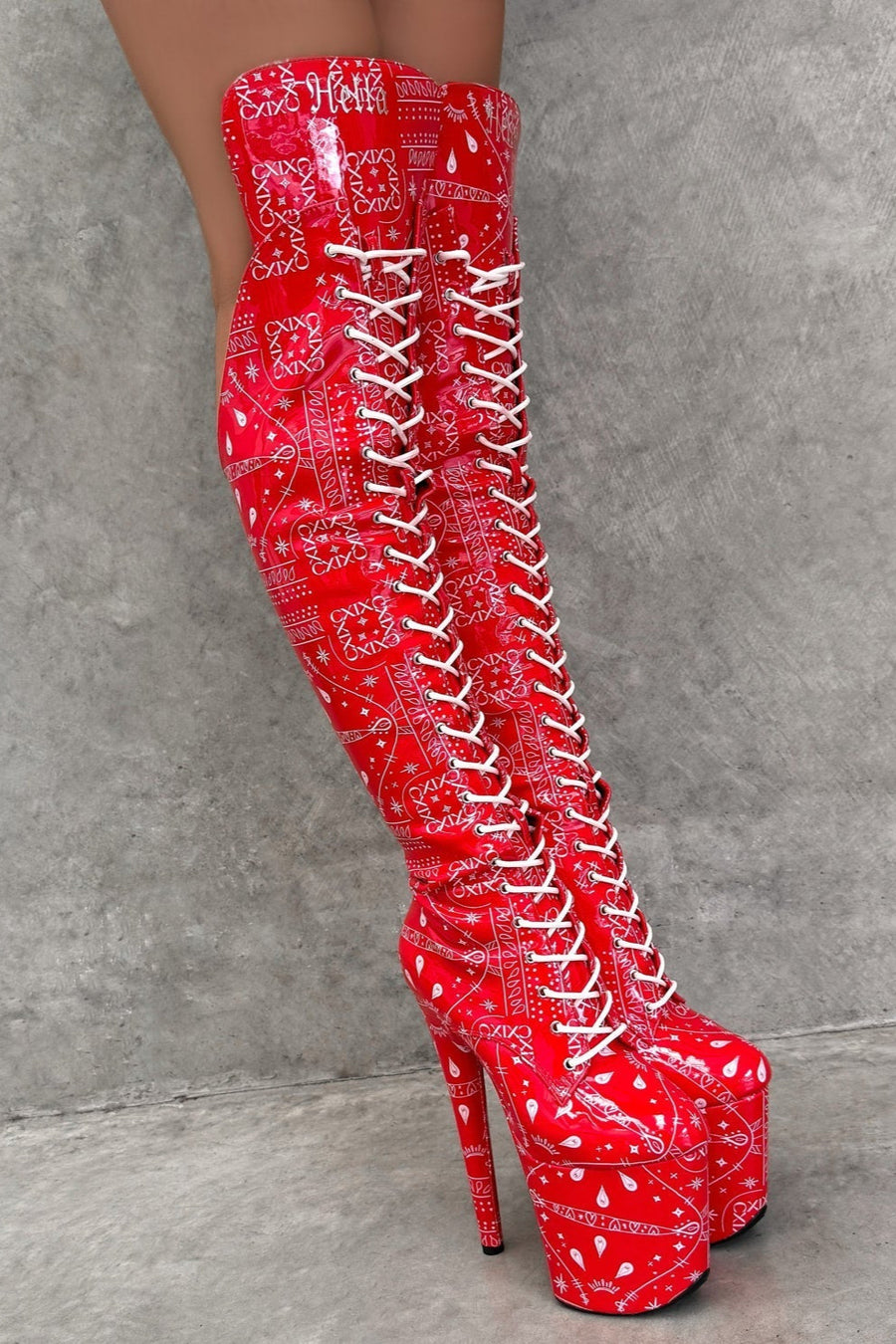 Drop it Like its THOT - Knee Pad Boot - 8INCH - Red