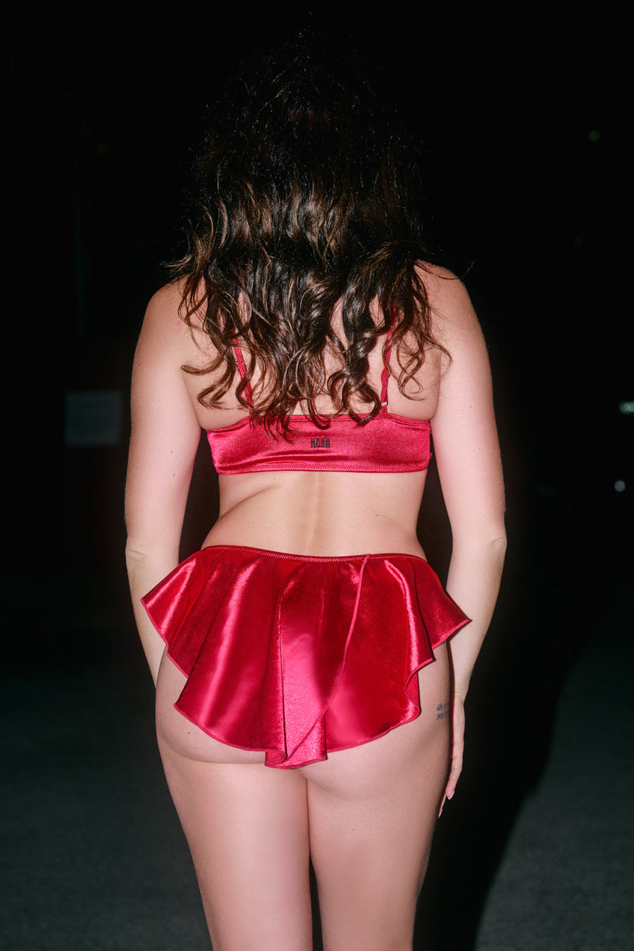 Pillowtalk: Ruffle Scoop Top - Red Satin
