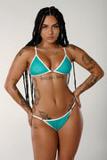 HOAH Bikini Clasp Miami Scrunch Bottoms - Snapped Aqua/White