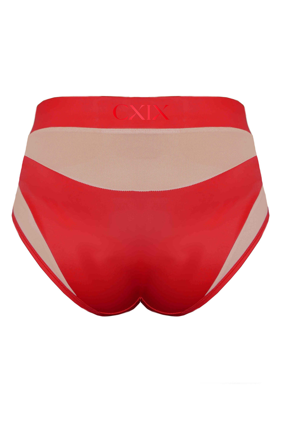 Goddess High Waisted Bottoms - Red with Sand Mesh