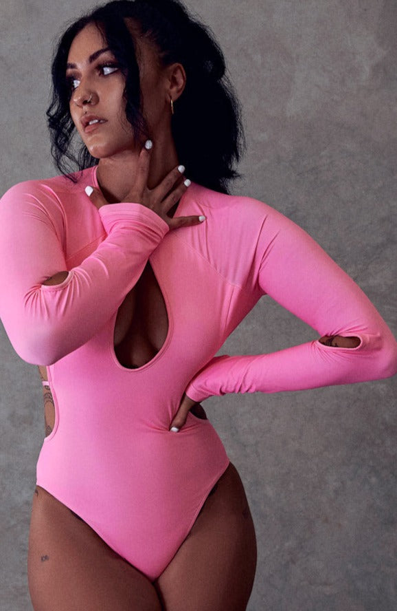 Hot Pink Keyhole Bodysuit | Bella and Blue | SilkFred US
