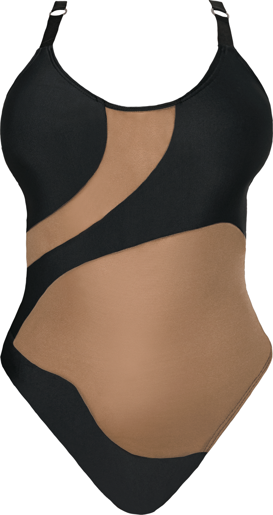 Silhouette One-Piece Body Suit Black with Cream Mesh
