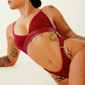 Aphrodite Bodysuit - Maroon Suede