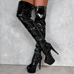 Front view of Thigh High - Black Beatle - 7 INCH