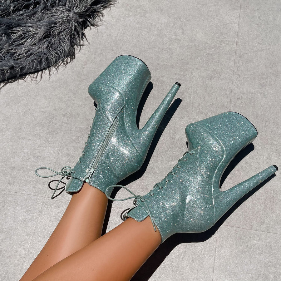 The Glitterati Ankle Boot - Ice Ice Baby - 8 INCH