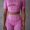 119 Statement Crop Tee - Pink with Print