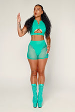 DollHaus Mesh Biker Shorts - Aqua