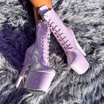 The Glitterati Boot - Lilac Lovers - 7 INCH, stripper shoe, stripper heel, pole heel, not a pleaser, platform, dancer, pole dance, floor work