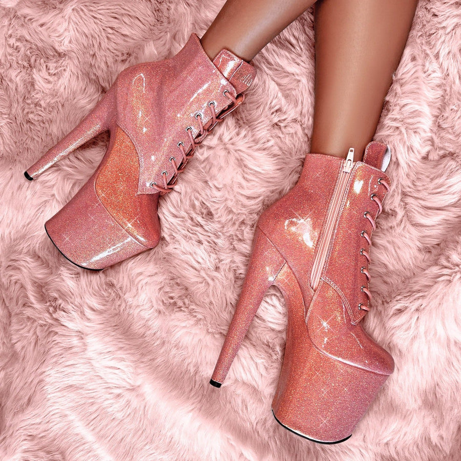 The Glitterati Ankle Boot - Feelin' Peachy - 8 INCH