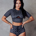 119 Statement Crop Tee - Black with Print