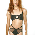 Classique high waisted bottoms with cutouts and mesh details from the front