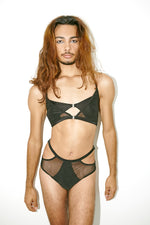 Classique high waisted bottoms with cutouts and mesh details from the front