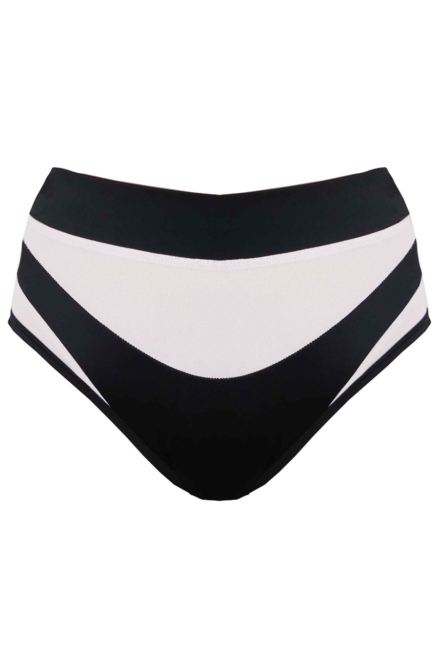 Goddess High Waisted Bottoms - Black with White mesh Shorts