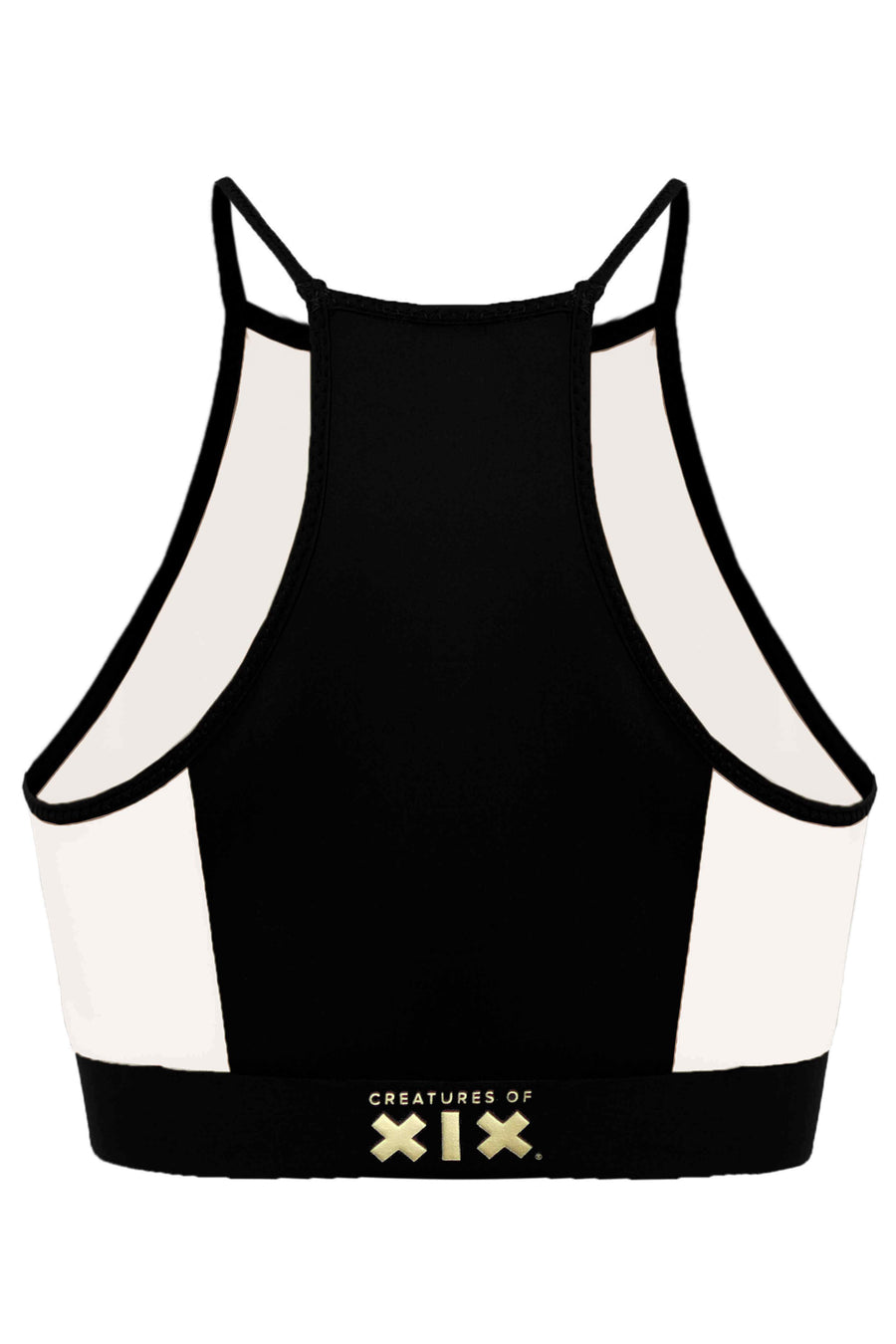 I S I S Goddess Halter Top - Black with White Mesh Top