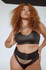 I Slay Sports Bra - Black/Mink Top