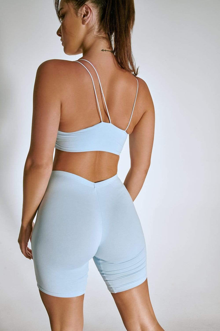 LuxLounge One Shoulder Illusion Top - Baby Blue Top
