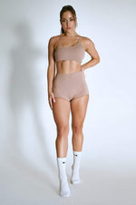 LuxLounge One Shoulder Illusion Top - Taupe Top