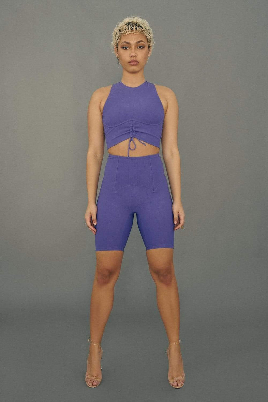 Move It Ribbed Corset Biker Shorts - Violet Dusk leggings