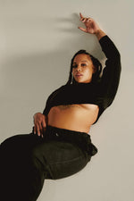 Oversized Cropped Jumper - Black Top