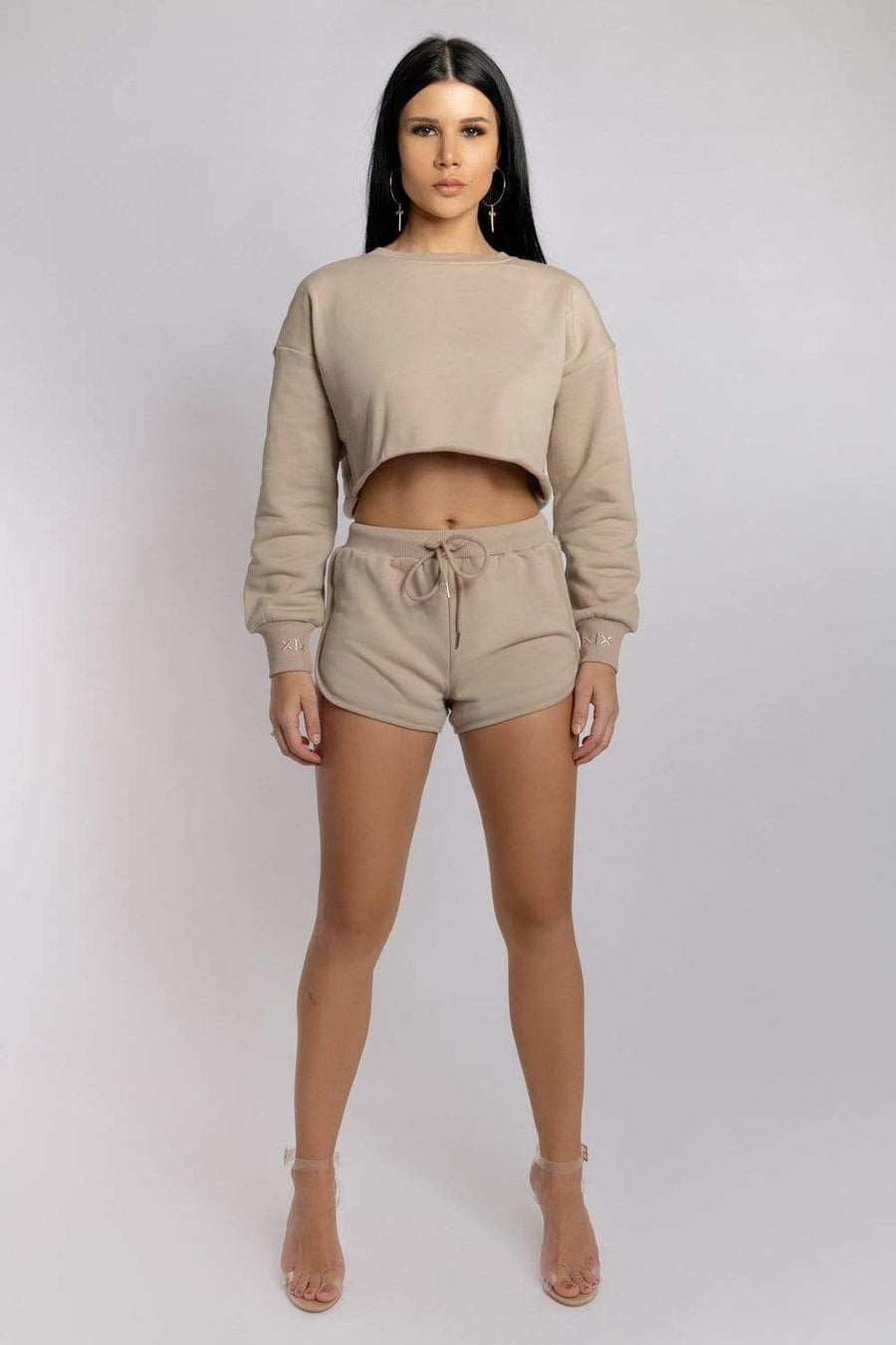 Oversized Cropped Jumper - Fawn Top