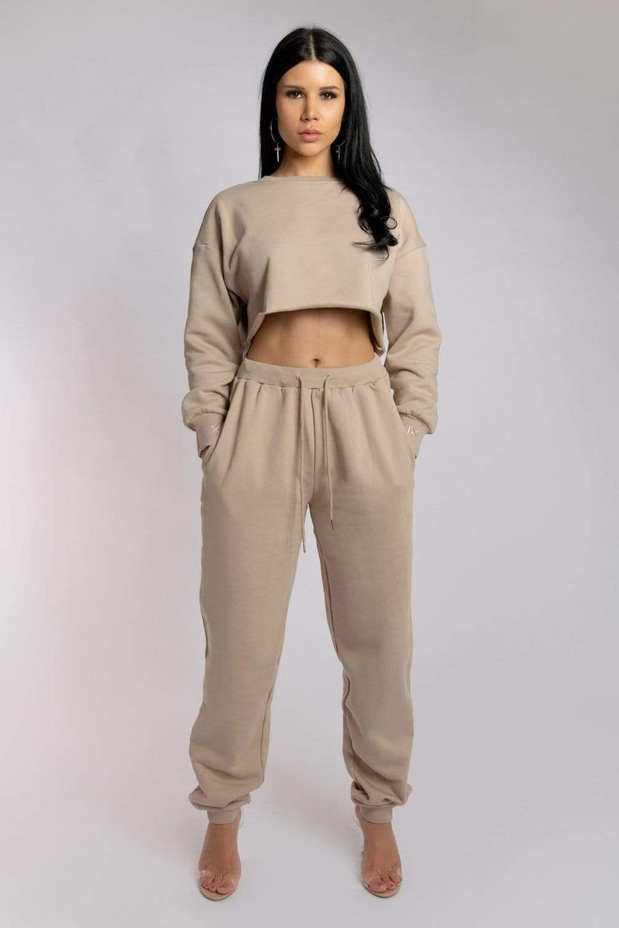 Oversized Cropped Jumper - Fawn Top