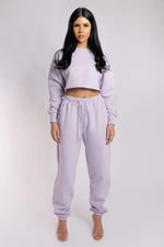 Oversized Cropped Jumper - Lilac Top