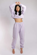Oversized Cropped Jumper - Lilac Top
