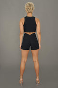 Stretch It Out Ribbed Booty Shorts - Black BOTTOMS