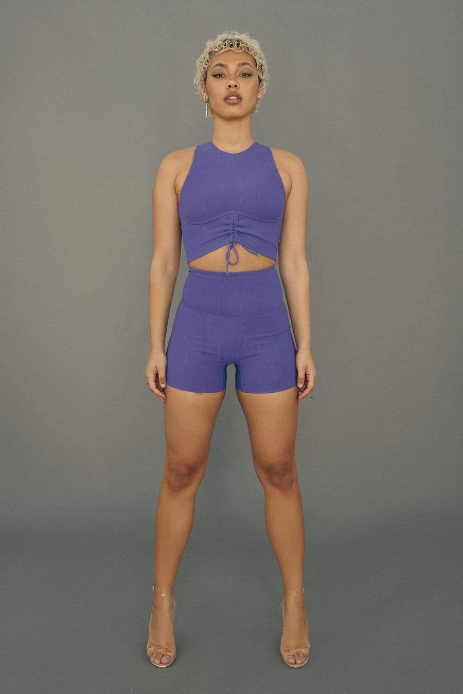 Stretch It Out Ribbed Booty Shorts - Violet Dusk BOTTOMS